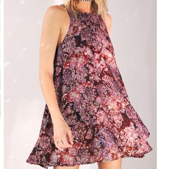 Silence + Noise Angel Tulip-Hem Swing Dress Snake Print - Picture 1 of 15